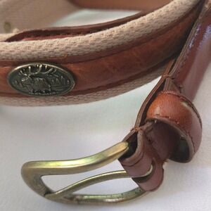 Unbranded Caribou Canvas Leather Belt Mens 34"-37" Brown Excellent
